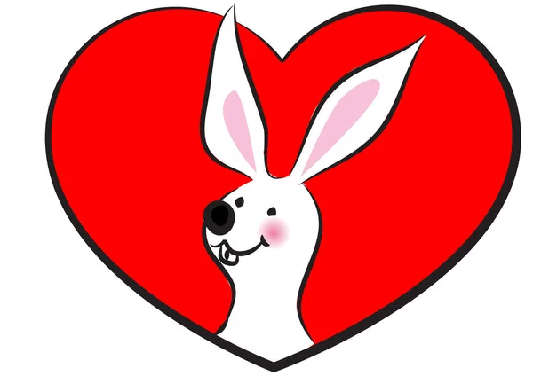Kalbi Olan Sevimli Bir Tavşanın Vektör Çizimi — Stok Vektör