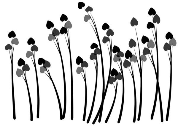 Černá Bílá Vektorová Ilustrace Květin — Stockový vektor