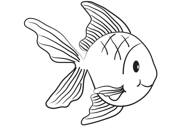 Tatlı Bir Karikatür Deniz Balığının Vektör Çizimi — Stok Vektör