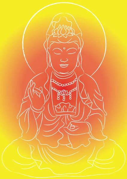Rysunek Kreskówki Płaski Budda Wektor Ilustracja Religia Koncepcji Buddyzmu — Wektor stockowy
