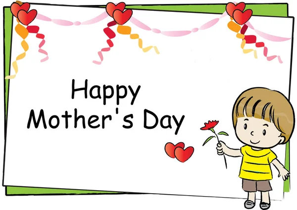 Cartão Dia Feliz Mãe Com Bonito Personagens Desenhos Animados — Vetor de Stock