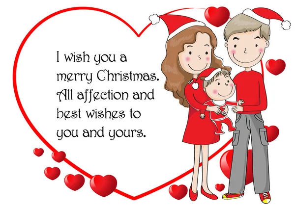 情人节快乐卡上有一个女孩和一个穿红色西服的男孩 — 图库矢量图片