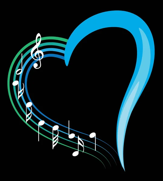 楽譜と心臓のベクトル図です — ストックベクタ