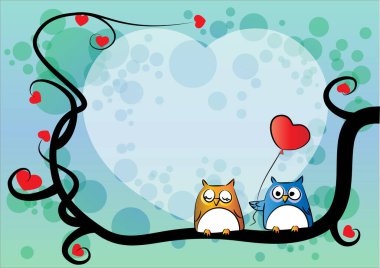 Ağaç dalında iki kuş ve kupa