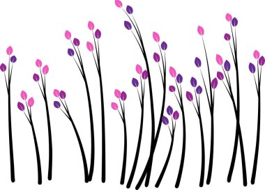 Beyaz arkaplan, vektör, illüstrasyon üzerinde izole edilmiş yaprakları olan renkli düz ağaç dalları