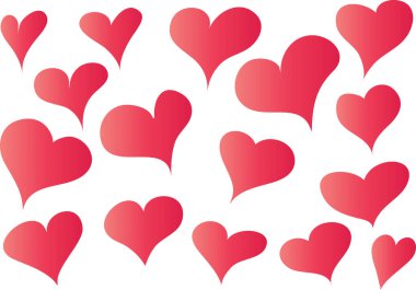 Güzel dekoratif kalp koleksiyonu, aşk konsepti 