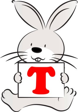 Tavşanla t harfi çizen renk vektörü