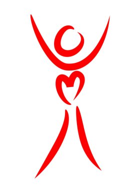 İnsan vücudunun kalp ve aşk konseptiyle çizilmiş fırça darbeleri. 