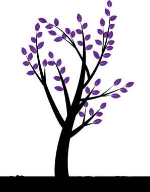 Beyaz arkaplan, vektör, illüstrasyon üzerinde izole edilmiş yaprakları olan renkli düz ağaç