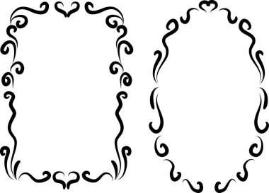 Beyaz arkaplan, vektör, illüstrasyon üzerinde izole çiçek çerçeveleri seti 