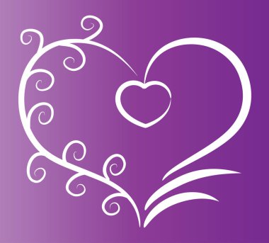 Beyaz arkaplanda ağaç dalları olan renkli düz kalp logosu, 