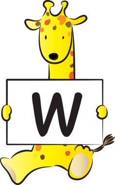 Zürafa ile renk vektörü w harfi çiziyor