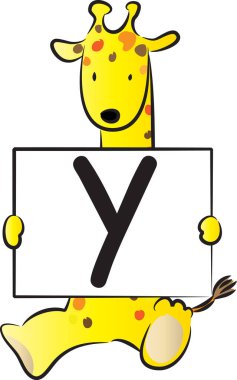 Zürafa ile y harfini çizen renk vektörü
