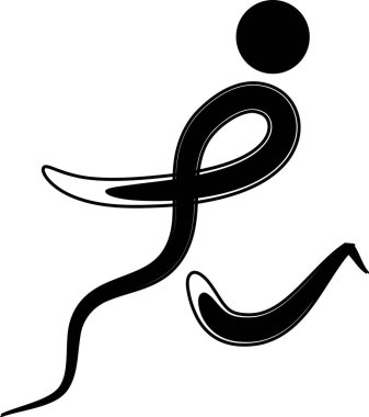 Bir dövmenin siyah beyaz çizgi film ikonunun vektör çizimi