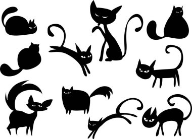 Beyaz arka planda şirin kediler çizgi film vektör çizimi, romantik konsept 