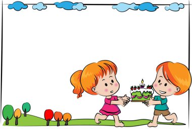 çocuklar çizgi film web vektör resimleme arka planı