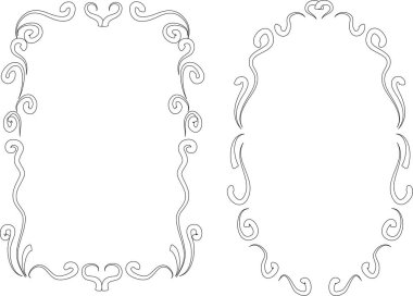 Beyaz arkaplan, vektör, illüstrasyon üzerinde izole çiçek çerçeveleri seti 