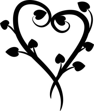 Beyaz arkaplanda ağaç dalları olan renkli düz kalp logosu, 