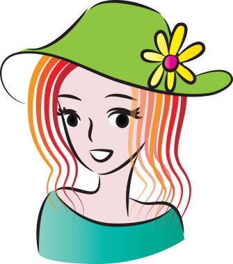 Beyaz arka planda, vektörde, resimde izole edilmiş saç stili olan güzel bir kızın portresi.