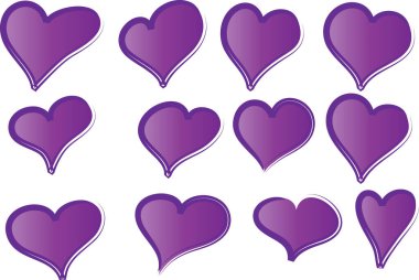 Güzel dekoratif kalp koleksiyonu, aşk konsepti 