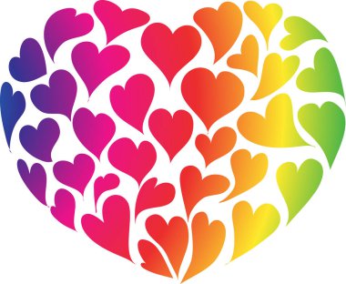 Beyaz arkaplanda vektör kalpleri 