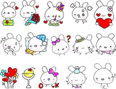 Çizgi film kızlarıyla vektör çizimi 