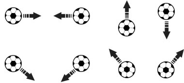 beyaz arkaplanda izole edilmiş toplar ve oklar, vektör illüstrasyonu