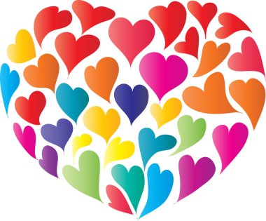 Beyaz arka planda romantik kalp şeklinde vektör kalpler seti 