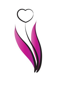 Beyaz arka planda izole edilmiş kalp şeklinde düz ikon, aşk konsepti 