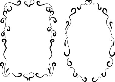 Beyaz arkaplan, vektör, illüstrasyon üzerinde izole çiçek çerçeveleri seti 