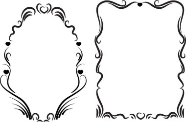 Beyaz arkaplan, vektör, illüstrasyon üzerinde izole çiçek çerçeveleri seti 