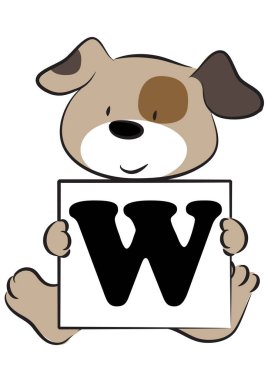Köpekli renk vektörü w harfi çiziyor