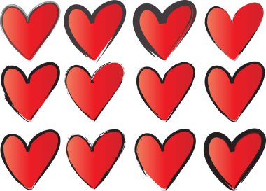 Güzel dekoratif kalp koleksiyonu, aşk konsepti 