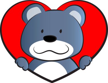 beyaz arka planda kalbi olan sevimli küçük bir ayı, romantik bir kavram. 