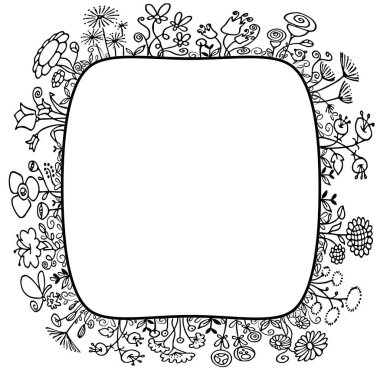 Kopya alanı ve vektör illüstrasyonlu çiçek kenarı şablonu 