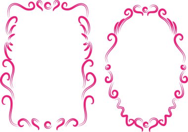 Beyaz arkaplan, vektör, illüstrasyon üzerinde izole çiçek çerçeveleri seti 