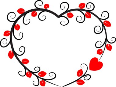 Beyaz arkaplanda ağaç dalları olan renkli düz kalp logosu, 