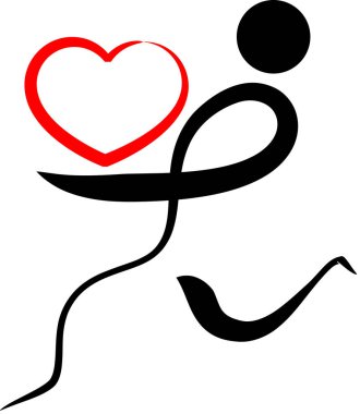 İnsan vücudunun kalp ve aşk konseptiyle çizilmiş fırça darbeleri. 