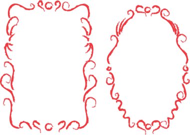 Beyaz arkaplan, vektör, illüstrasyon üzerinde izole çiçek çerçeveleri seti 