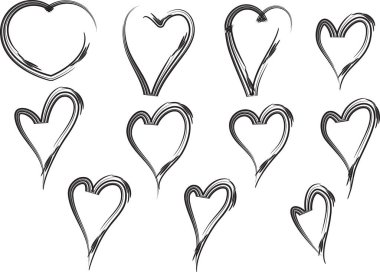 Güzel dekoratif kalp koleksiyonu, aşk konsepti 