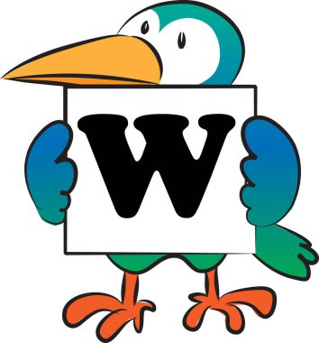 Hayvanlı renk vektörü w harfini çiziyor