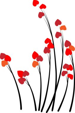 Beyaz arka planda kalbi olan bitkiler, aşk konsepti 