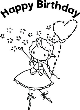 Çizgi film kızlarıyla vektör çizimi 