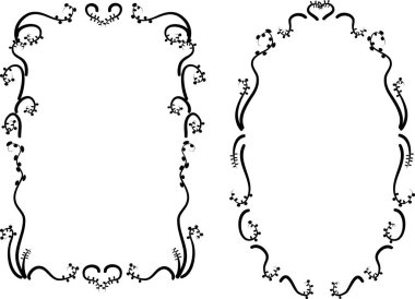 Beyaz arkaplan, vektör, illüstrasyon üzerinde izole çiçek çerçeveleri seti 