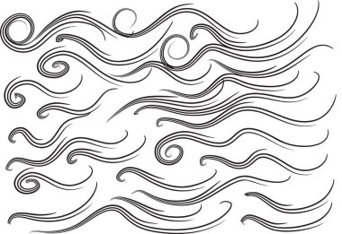 Beyaz arkaplanda izole edilmiş deniz dalgaları kümesi