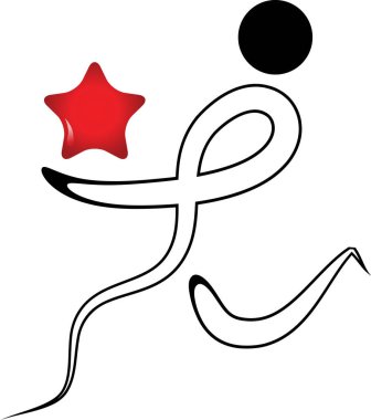 Beyaz arkaplanda izole edilmiş yıldız tutan soyut kişi 