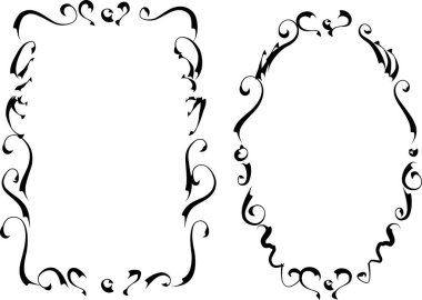 Beyaz arkaplan, vektör, illüstrasyon üzerinde izole çiçek çerçeveleri seti 