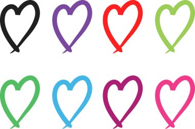 Güzel dekoratif kalp koleksiyonu, aşk konsepti 