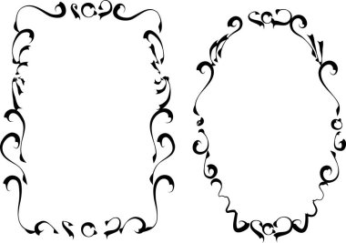 Beyaz arkaplan, vektör, illüstrasyon üzerinde izole çiçek çerçeveleri seti 