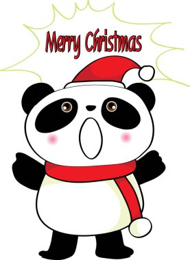 Beyaz arka planda izole edilmiş şirin panda, vektör illüstrasyonu